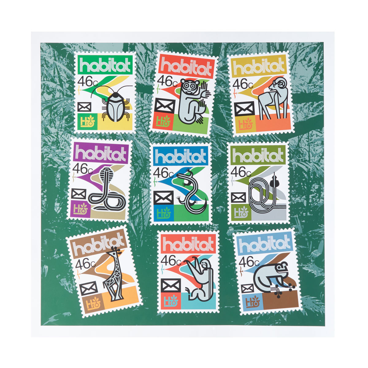Habitat Postage Montage Poster - 18x24