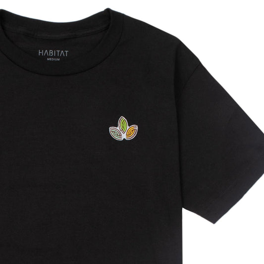 Habitat Leaves Embroidery T-Shirt - Black